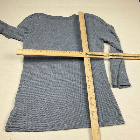 Chaps Womens Knit Shirt Blue Lace Up 3/4 Sleeve Boat Neck Casual Top Size SMALL - Picture 7 of 10